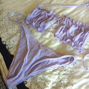 Lavender Eyelet Thong Or Cheeky bikini